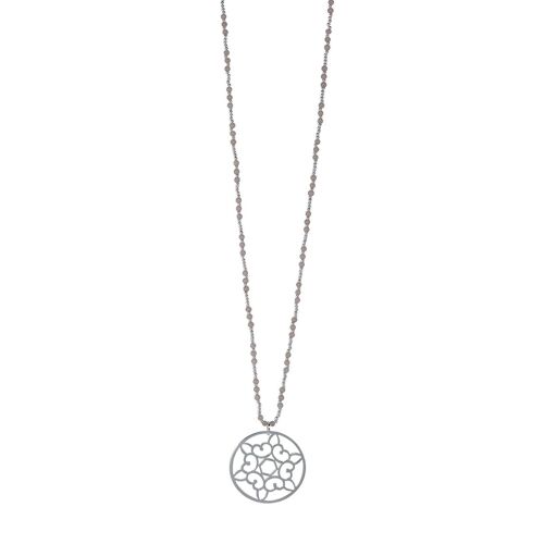 Gaia Silver & Grey Semi-Precious Dreamcatcher Necklace