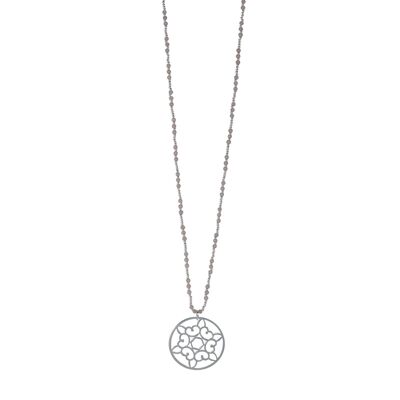 Gaia Silver & Grey Semi-Precious Dreamcatcher Necklace