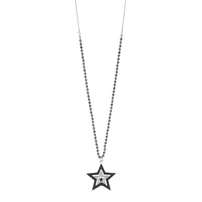 Kylie Gunmetal Black & Crystal Star Pendant Necklace