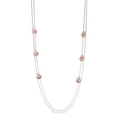 Kylie Rhodium Silver Rose Gold and Crystal Multi Row Necklace