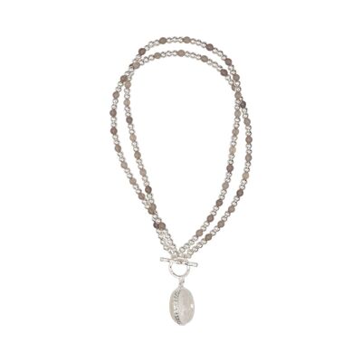 Gaia Silver Grey Semi-Precious Stone T-Bar Necklace