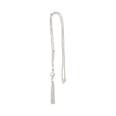 Gaia Silver & Grey Semi-Precious Stone Tassel Necklace