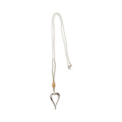 Gaia Gold Cream Semi-Precious Stone Heart Necklace