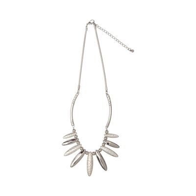 Olori Tribal Necklace - Rhodium Silver & Matt Silver