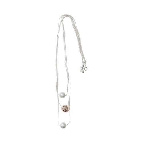 Zaha Silver & Rose Gold Multi-Row Clasp Necklace