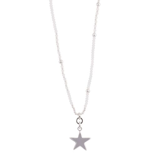 Kylie Silver and White Crystal Star Necklace