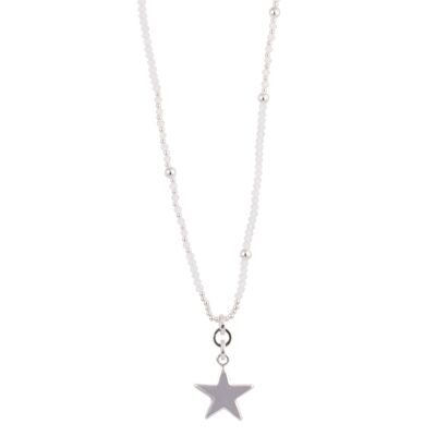 Kylie Silver and White Crystal Star Necklace