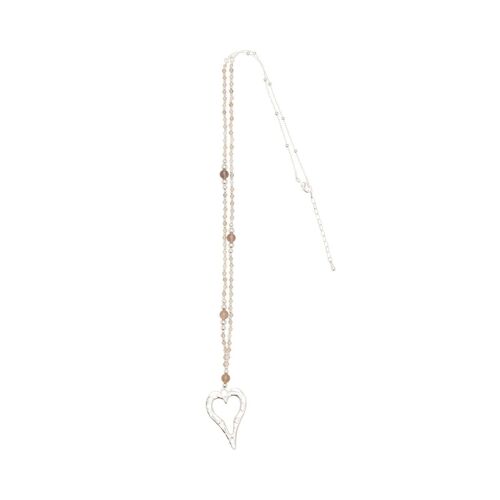 Gaia Silver & Grey Semi-Precious Stone Heart Necklace