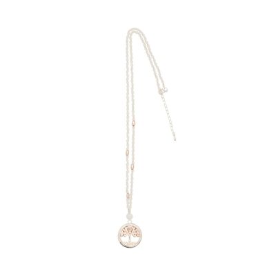 Collier Arbre de Vie en Pierre Semi-Précieuse Gaia & Blanc DN1861A