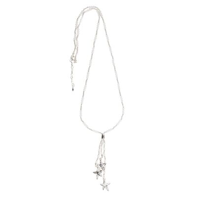 Gaia Stern-Halskette aus Silber und weißen Halbedelsteinen