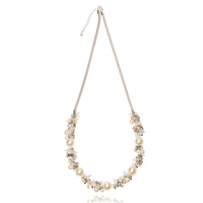 Collar con bisagras de plata y perlas de imitación Audrey DN1868A