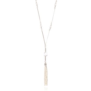 Collier lasso en argent rhodié et pampilles en cristal Asteria