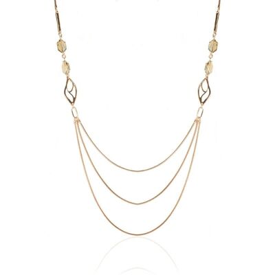 Asteria Rose Gold & Crystal Multi-Row Necklace