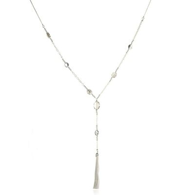 Collana Asteria in argento rodiato e cristallo Lariat