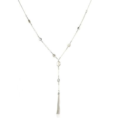 Asteria Rhodium Silver & Crystal Lariat Necklace