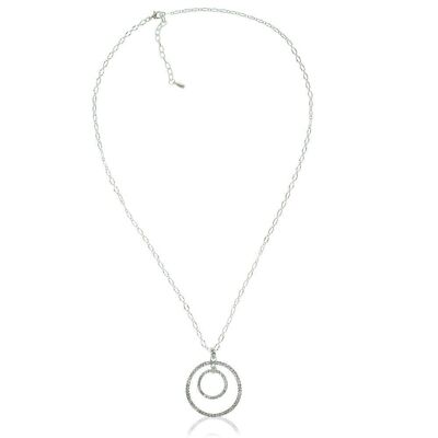 Kylie Rhodium Silver & Crystal Geometric Pendant Necklace