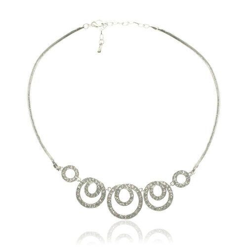 Kylie Rhodium Silver & Crystal Geometric Short Necklace