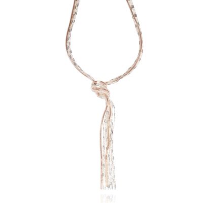 Eternal Silver & Rose Gold Tassel Lariat Necklace