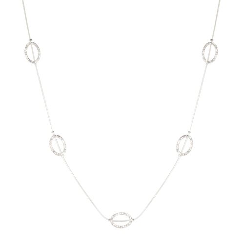Kylie Clear Crystal Necklace - Silver