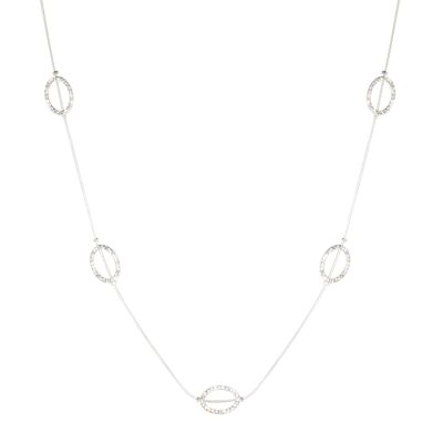 Kylie Clear Crystal Necklace - Silver