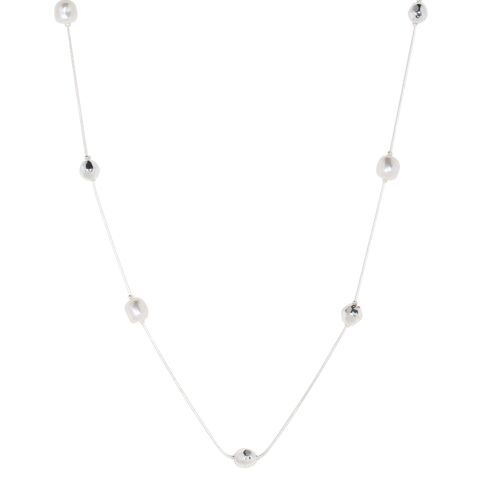 Audrey Silver & Fresh Water Pearls Long Necklace
