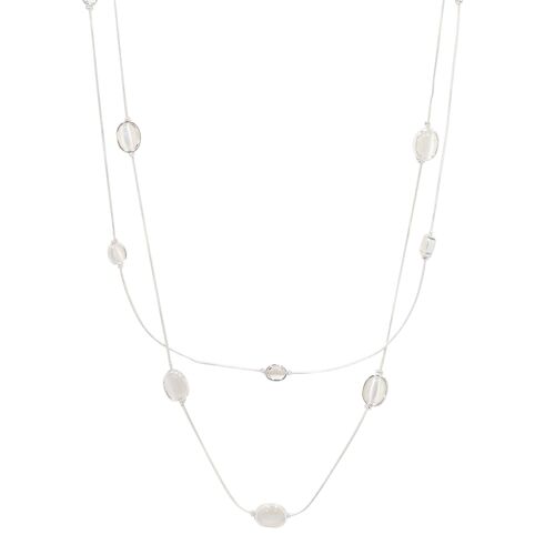 Eternal Silver & White Resin Multi-Row Long Necklace