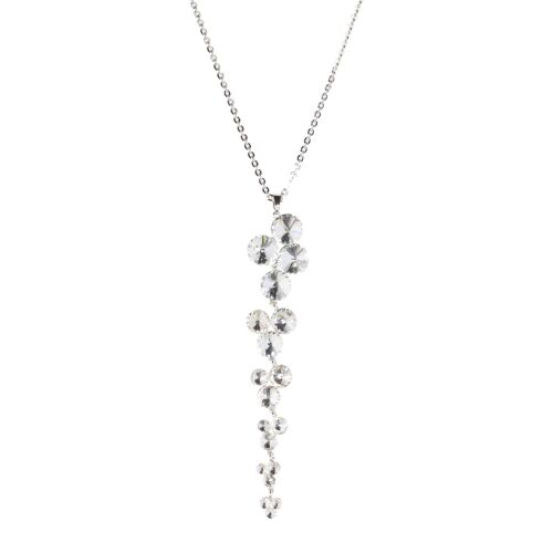 Elizabeth Silver & Crystal Long Pendant Necklace