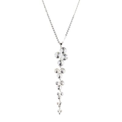 Elizabeth Silver & Crystal Long Pendant Necklace
