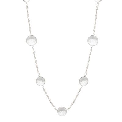 Elizabeth Rhodium Silver & Clear Crystal Long Necklace