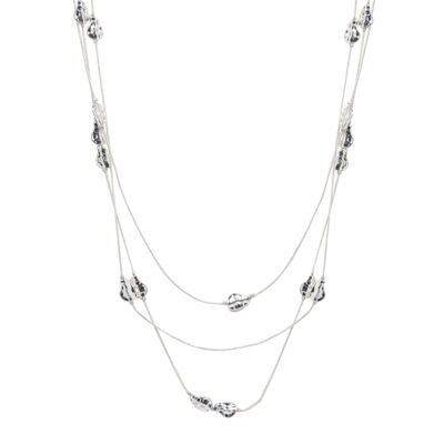 Zaha Rhodium Silver Multi-Row Necklace