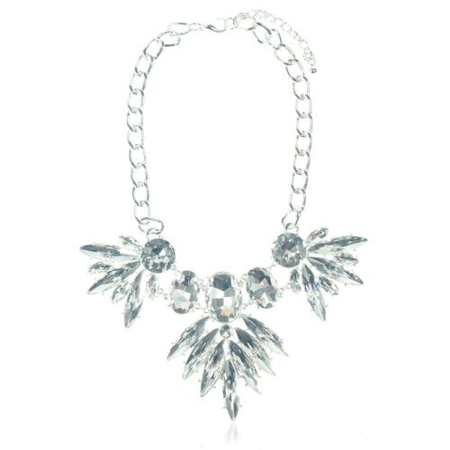 Elizabeth Silver & Crystal Statement Necklace