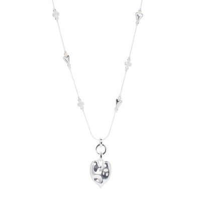 Asteria Silver & Clear Crystal Heart Long Pendant Necklace