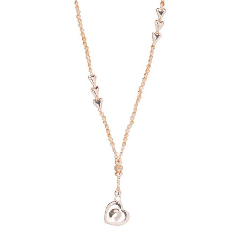 Asteria Rose Gold & Crystal Heart Long Pendant Necklace