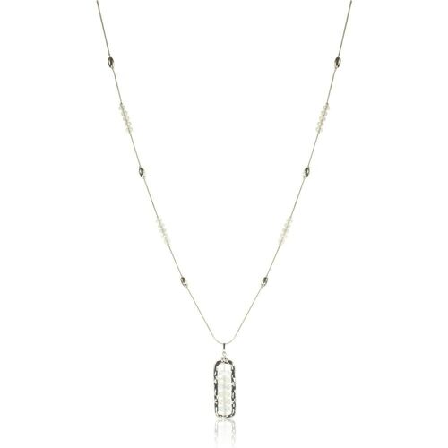 Asteria Silver & Clear Crystal Long Pendant Necklace