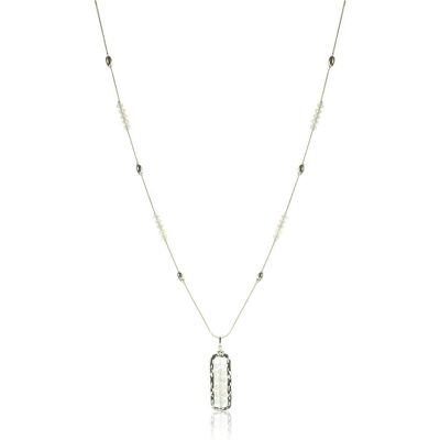 Lange Halskette mit Asteria-Silber und klarem Kristall
