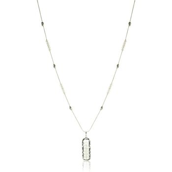 Long collier à pendentif en argent et cristal incolore Asteria