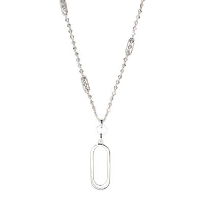 Asteria Silver & Crystal Long Pendant Necklace