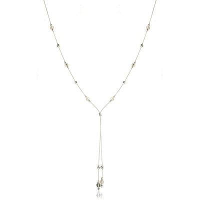 Asteria Silver & Crystal Lariat Necklace