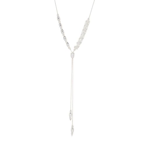 Asteria Silver & Clear Crystal Lariat Necklace