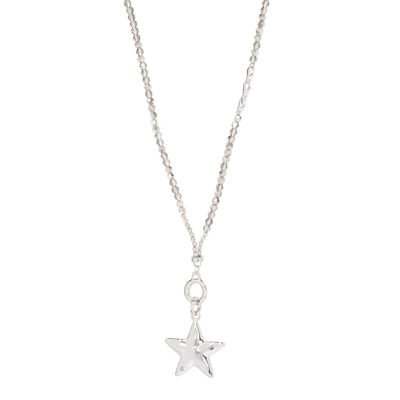 Asteria Silver & Hematite Crystal Star Pendant Necklace