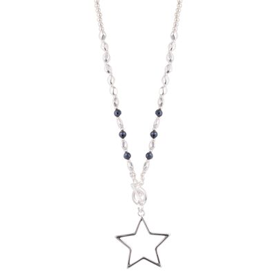 Asteria Silver & Midnight Blue Crystal Star Pendant