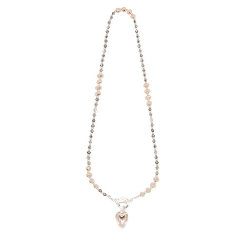 Asteria Silver Rose Gold & Crystal Heart Pendant