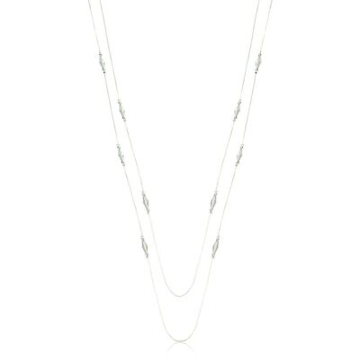 Asteria Silver & Crystal Multi-Row Necklace