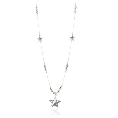 Eternal Rhodium Silver Star Pendant Necklace