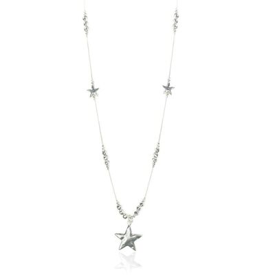 Collar con colgante de estrella eterna de plata rodiada