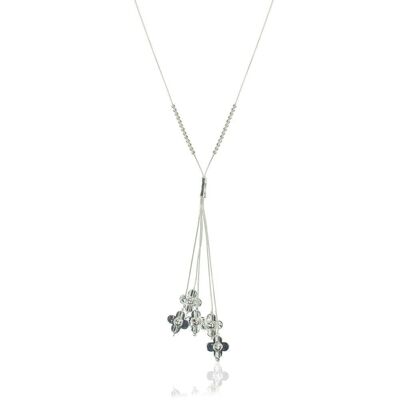 Eternal Silver Floral Tassel Lariat Necklace