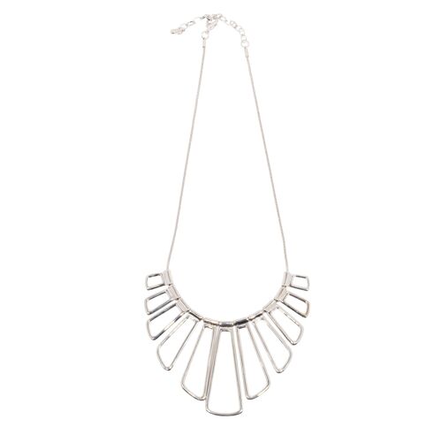 Geo Rhodium Silver Short Statement Necklace