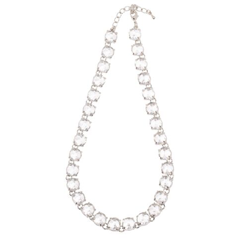 Elizabeth Rhodium Silver & Clear Crystal Necklace