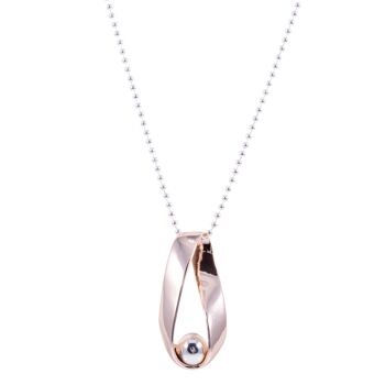 Collier pendentif long en argent rhodié et or rose Zaha