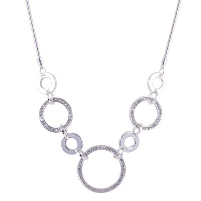 Kylie Rhodium Silver & Clear Crystal Short Necklace